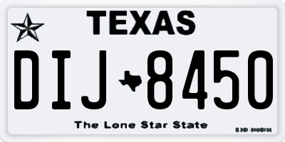 TX license plate DIJ8450