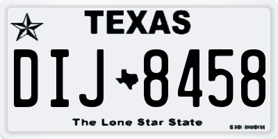 TX license plate DIJ8458