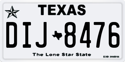 TX license plate DIJ8476