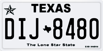 TX license plate DIJ8480