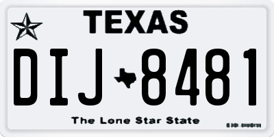 TX license plate DIJ8481