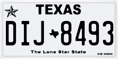 TX license plate DIJ8493