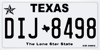 TX license plate DIJ8498