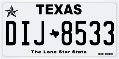 TX license plate DIJ8533