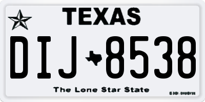TX license plate DIJ8538