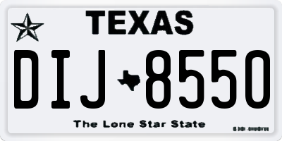 TX license plate DIJ8550