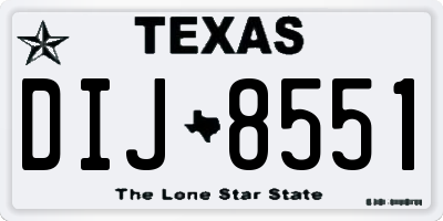 TX license plate DIJ8551