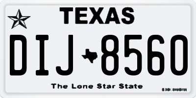 TX license plate DIJ8560