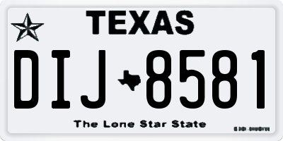 TX license plate DIJ8581