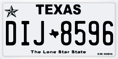 TX license plate DIJ8596