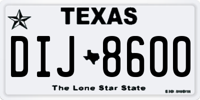 TX license plate DIJ8600