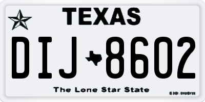 TX license plate DIJ8602