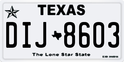 TX license plate DIJ8603
