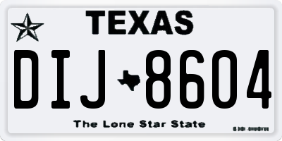TX license plate DIJ8604