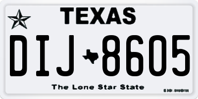 TX license plate DIJ8605