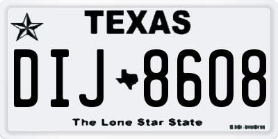 TX license plate DIJ8608