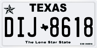 TX license plate DIJ8618