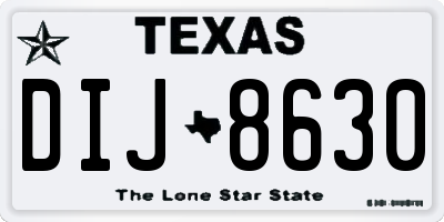TX license plate DIJ8630