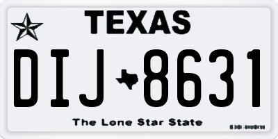 TX license plate DIJ8631