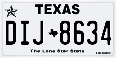 TX license plate DIJ8634