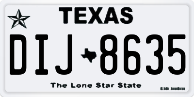 TX license plate DIJ8635