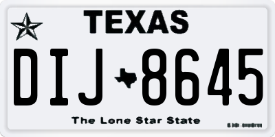 TX license plate DIJ8645