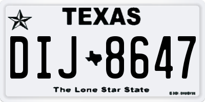 TX license plate DIJ8647