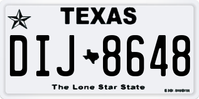 TX license plate DIJ8648