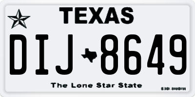 TX license plate DIJ8649