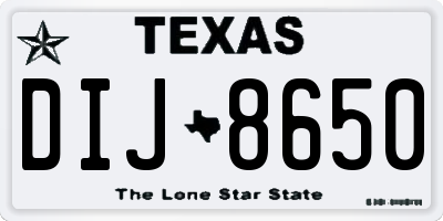 TX license plate DIJ8650