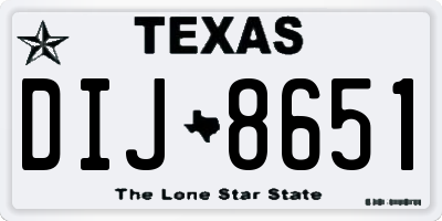 TX license plate DIJ8651
