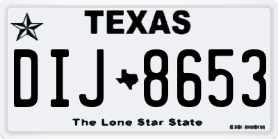 TX license plate DIJ8653