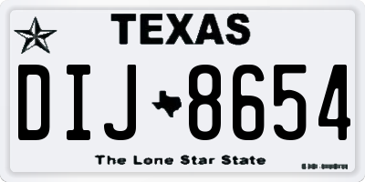 TX license plate DIJ8654