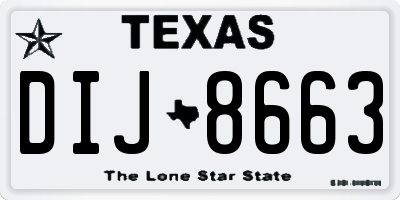 TX license plate DIJ8663
