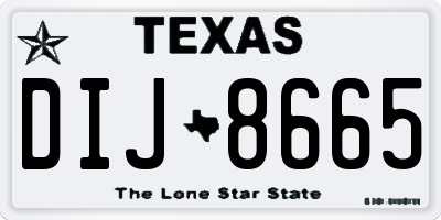 TX license plate DIJ8665