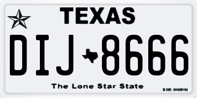 TX license plate DIJ8666