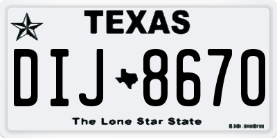 TX license plate DIJ8670