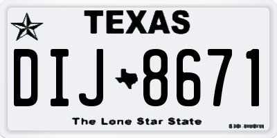 TX license plate DIJ8671