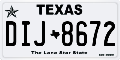TX license plate DIJ8672