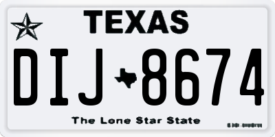 TX license plate DIJ8674