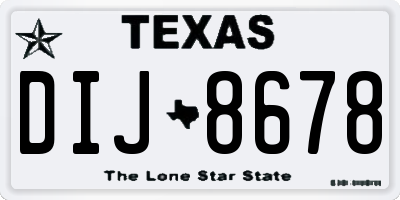 TX license plate DIJ8678