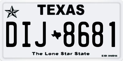 TX license plate DIJ8681