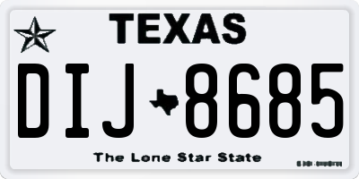 TX license plate DIJ8685