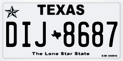 TX license plate DIJ8687