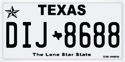 TX license plate DIJ8688