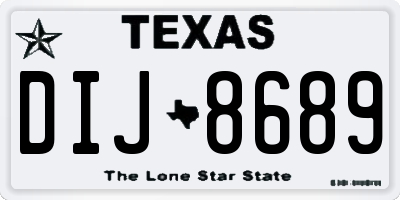 TX license plate DIJ8689