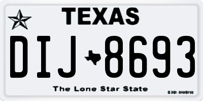 TX license plate DIJ8693