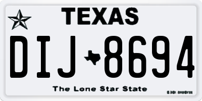 TX license plate DIJ8694