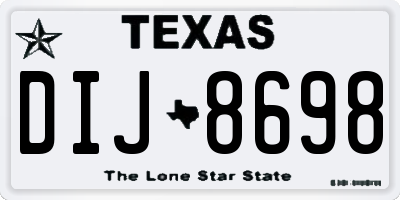 TX license plate DIJ8698