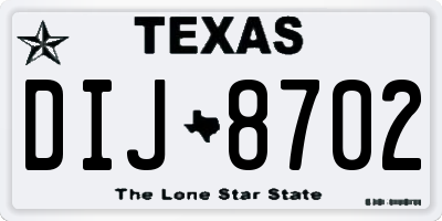 TX license plate DIJ8702